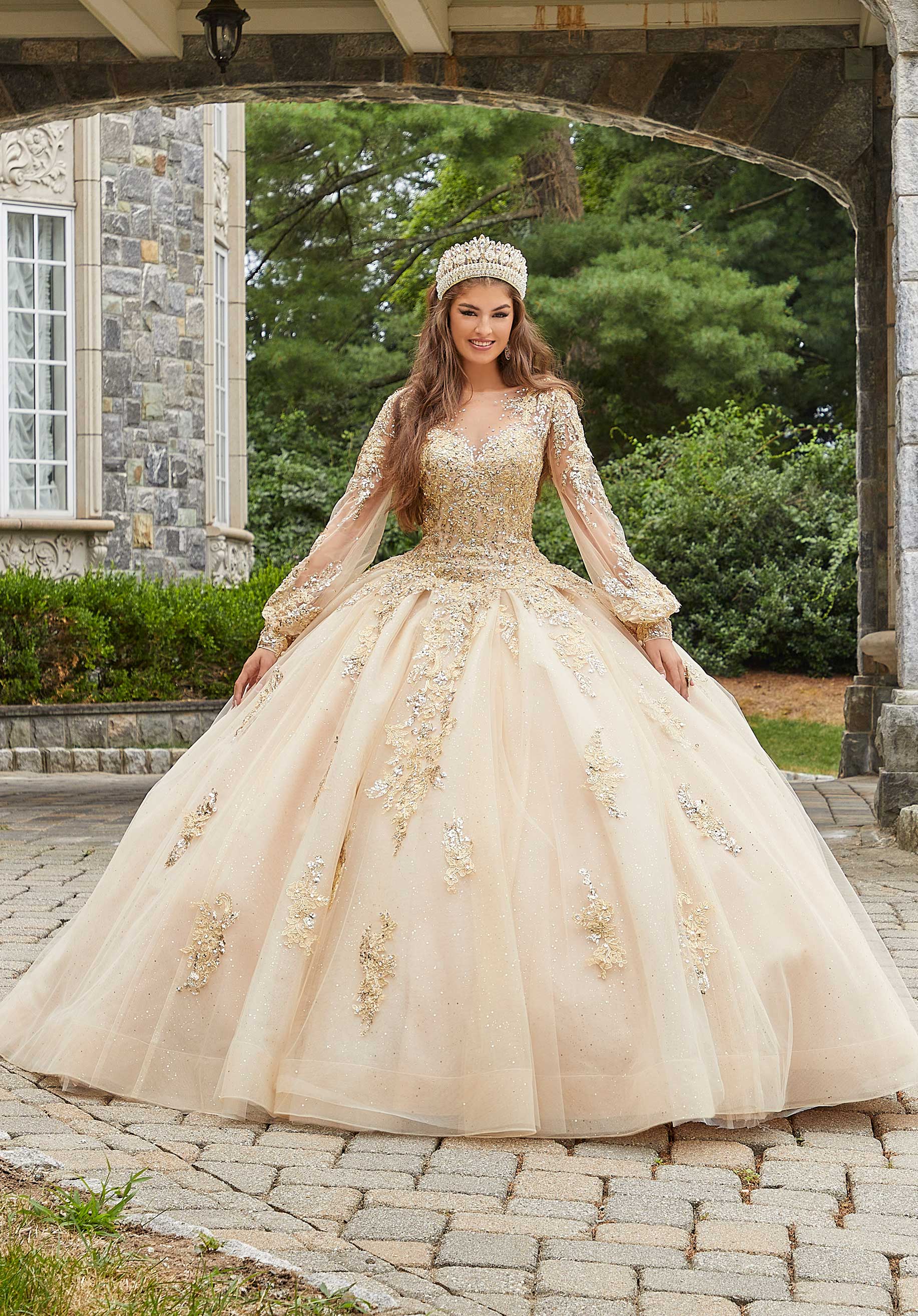 knee length dresses for ladies Ball Gown Sweetheart Long Sleeve Quinceanera Dress MP710 main image 1