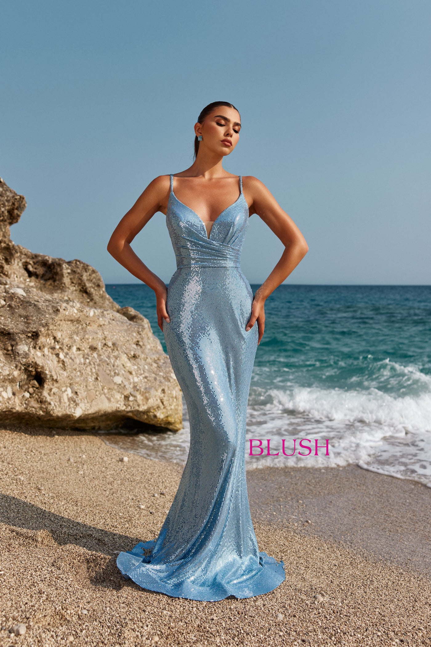 Blush 12102 Pool Blue Prom Dress