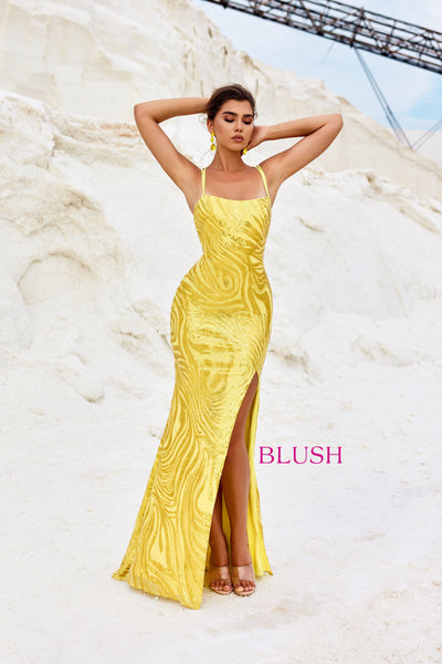 Blush 12124 Yellow Prom Dress