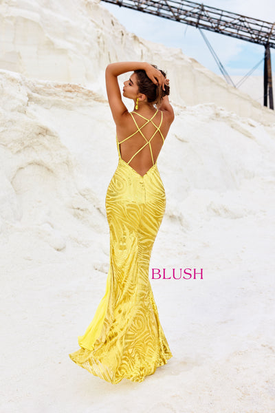 Blush 12124 Yellow Prom Dress
