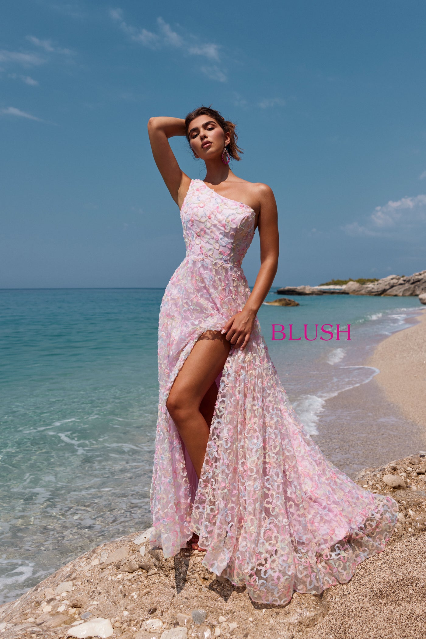 Blush 12129 Pink/Multi Prom Dress