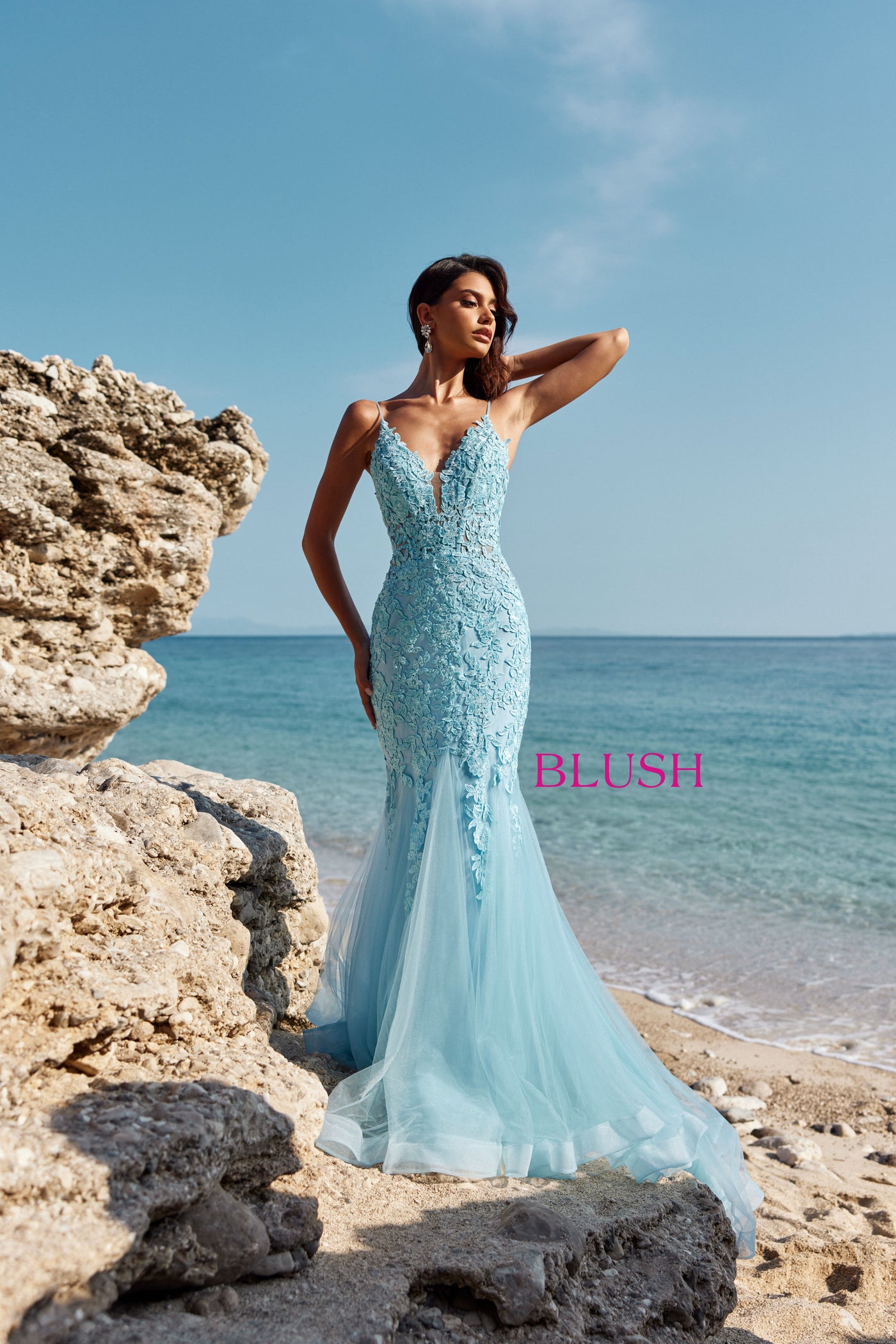 Blush 12130 Sky Blue Prom Dress