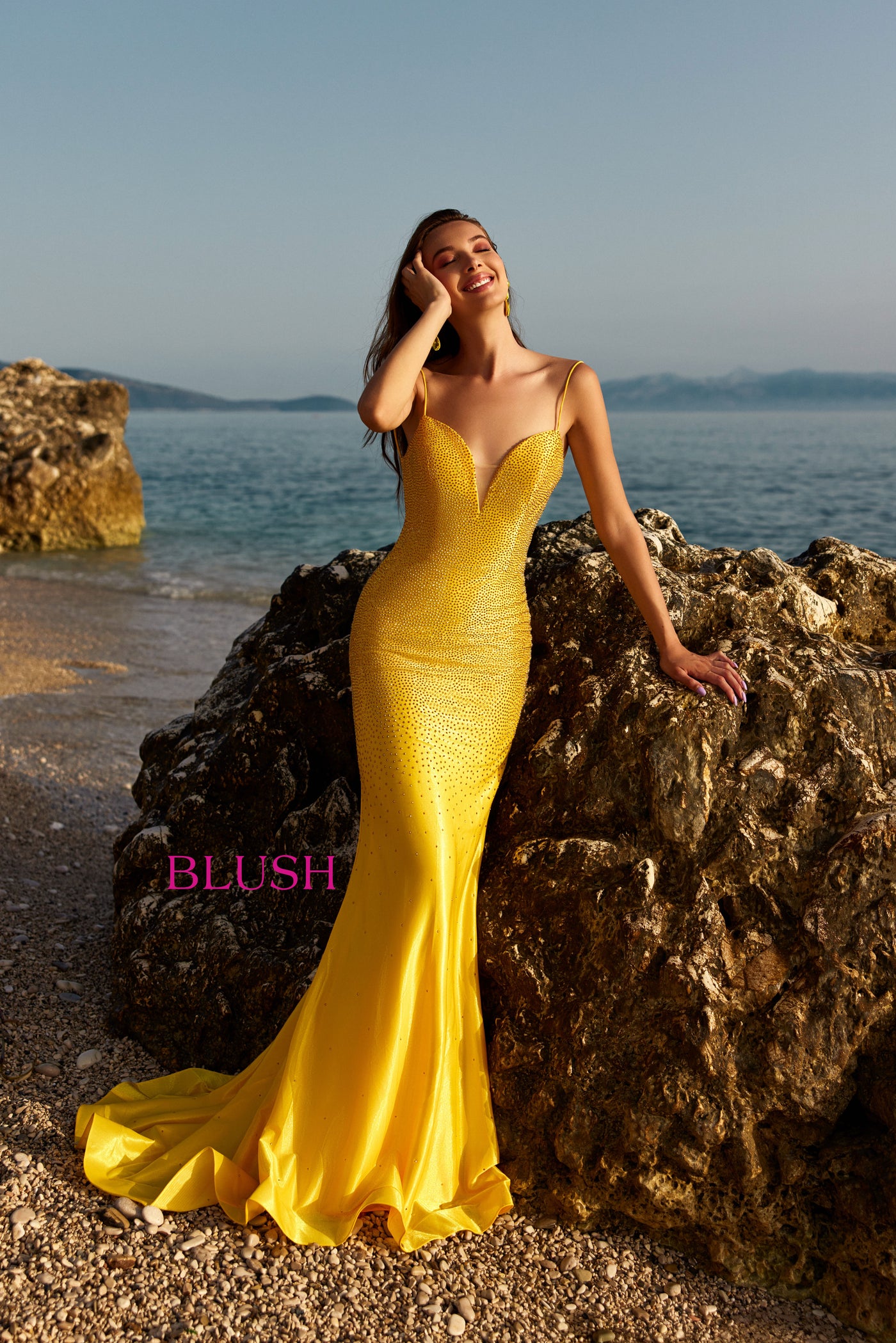 Blush 12136 Yellow Prom Dress