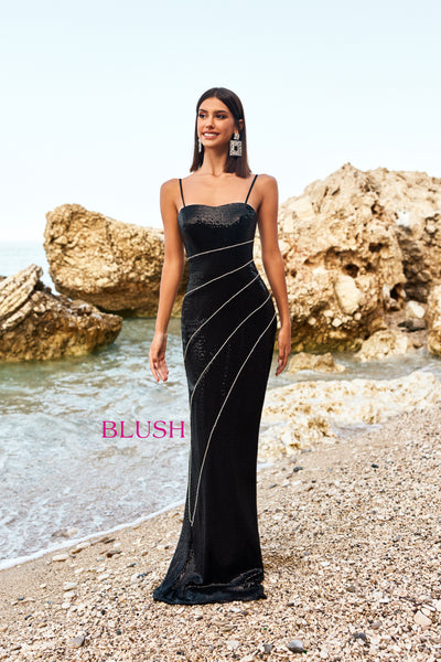 Blush 12137 Black Prom Dress