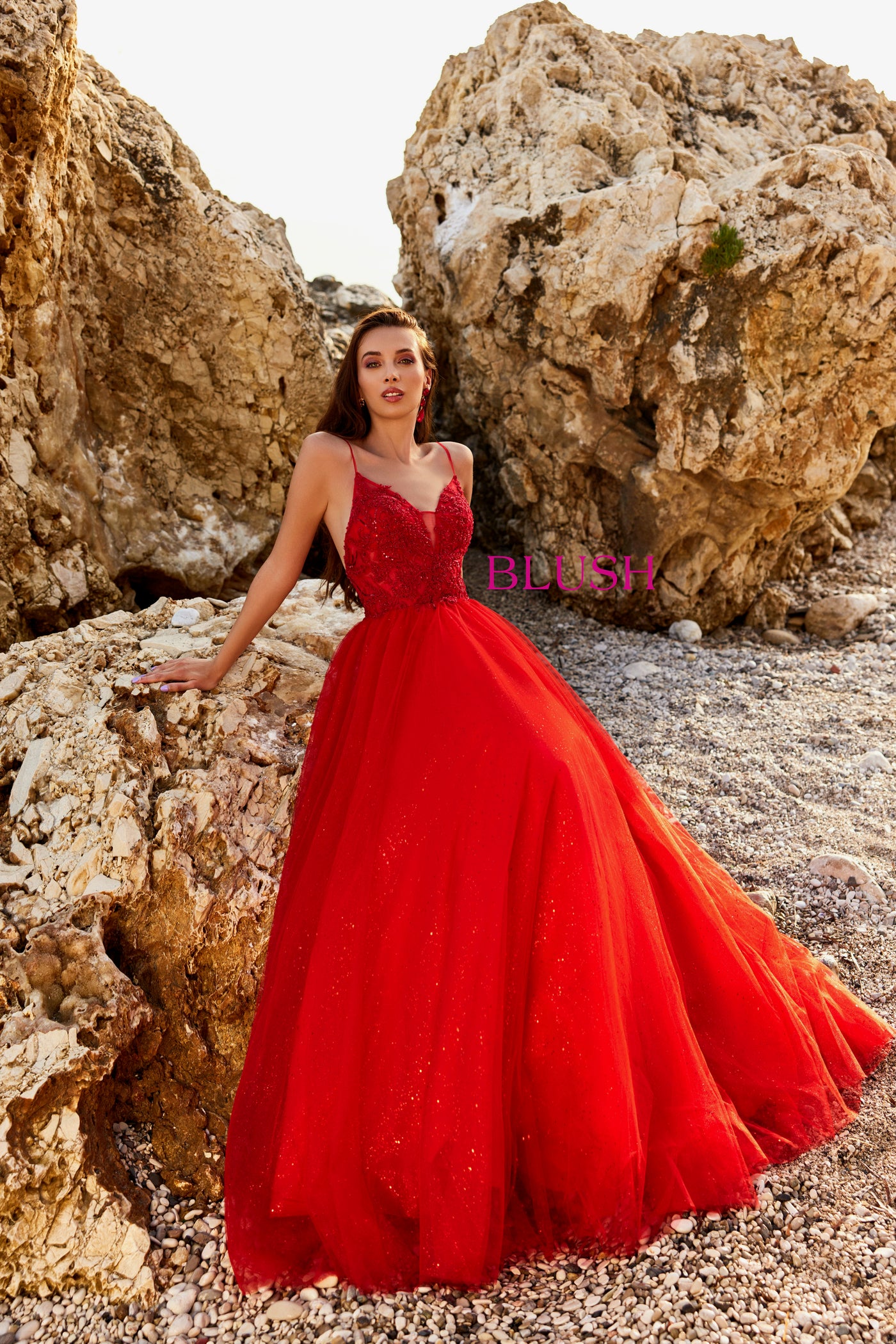 Blush 12150 Crimson Red Prom Dress