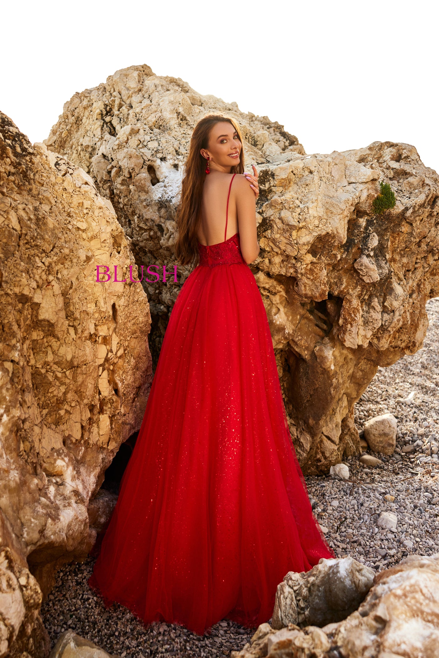 Blush 12150 Crimson Red Prom Dress