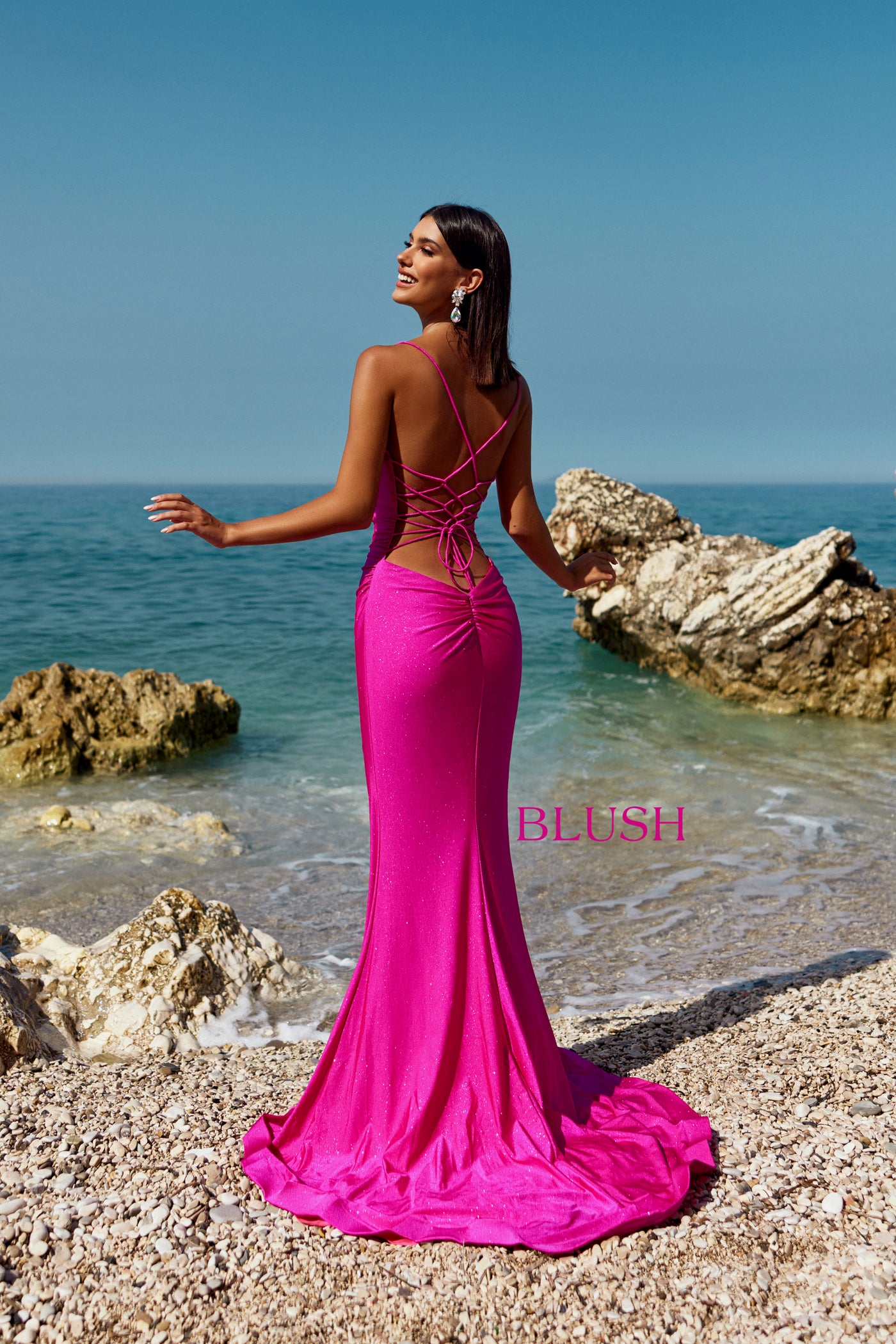 Blush 12156 Hot Pink Prom Dress