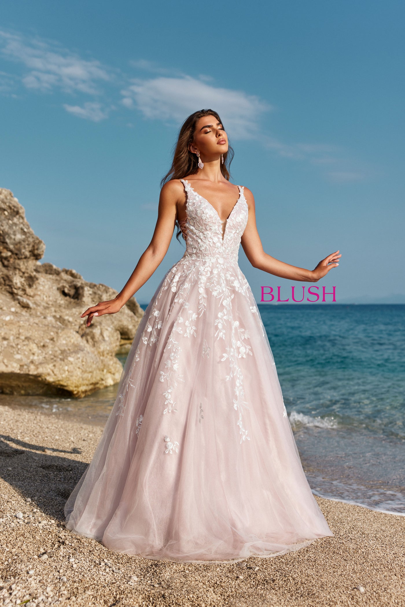 Blush 12158 Champagne/Ivory Prom Dress - Main Image