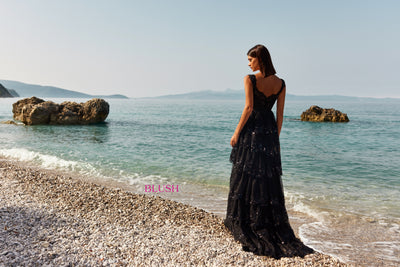 Blush 12177 Black Prom Dress