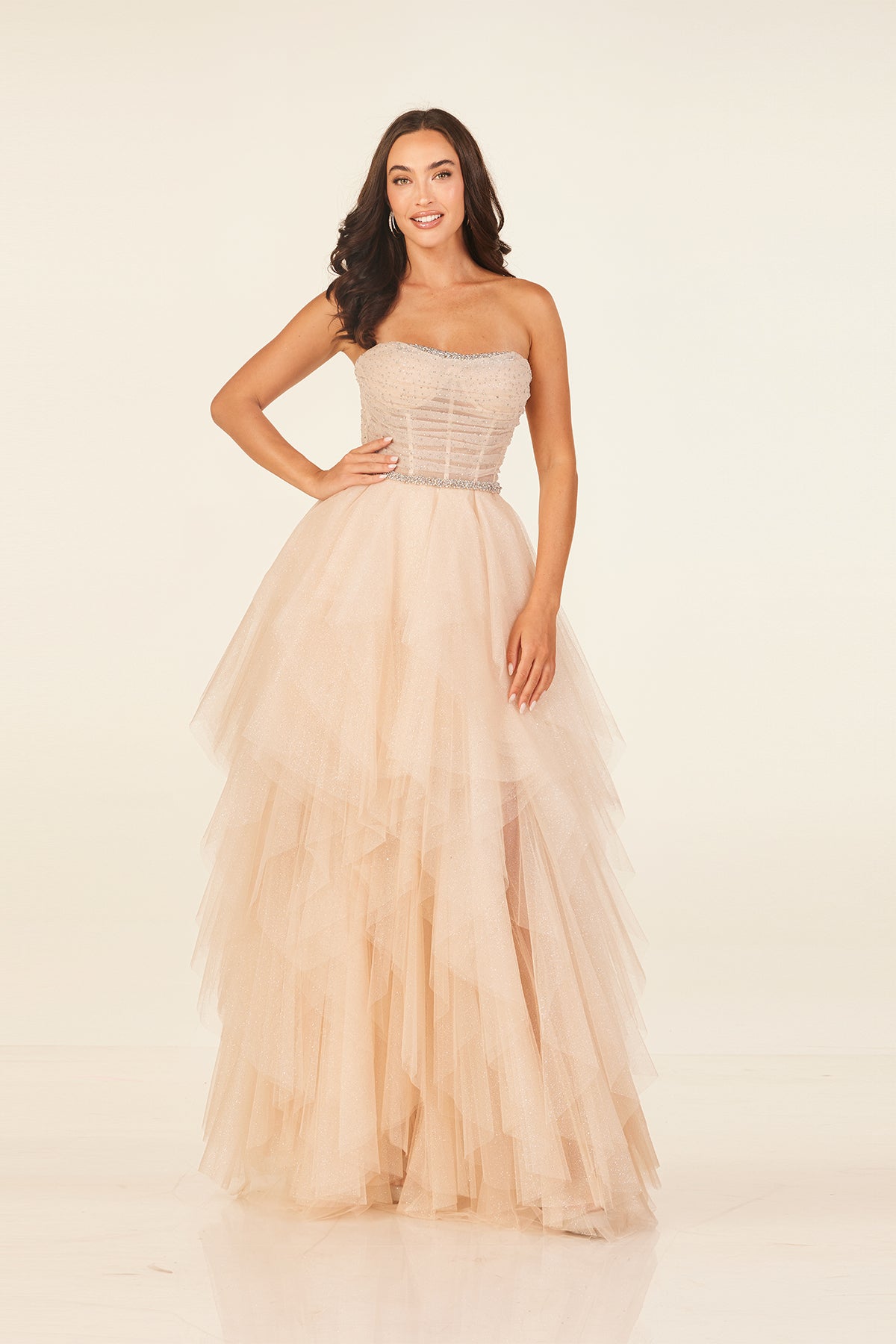 Abby Paris 90325 Champagne Prom Dress