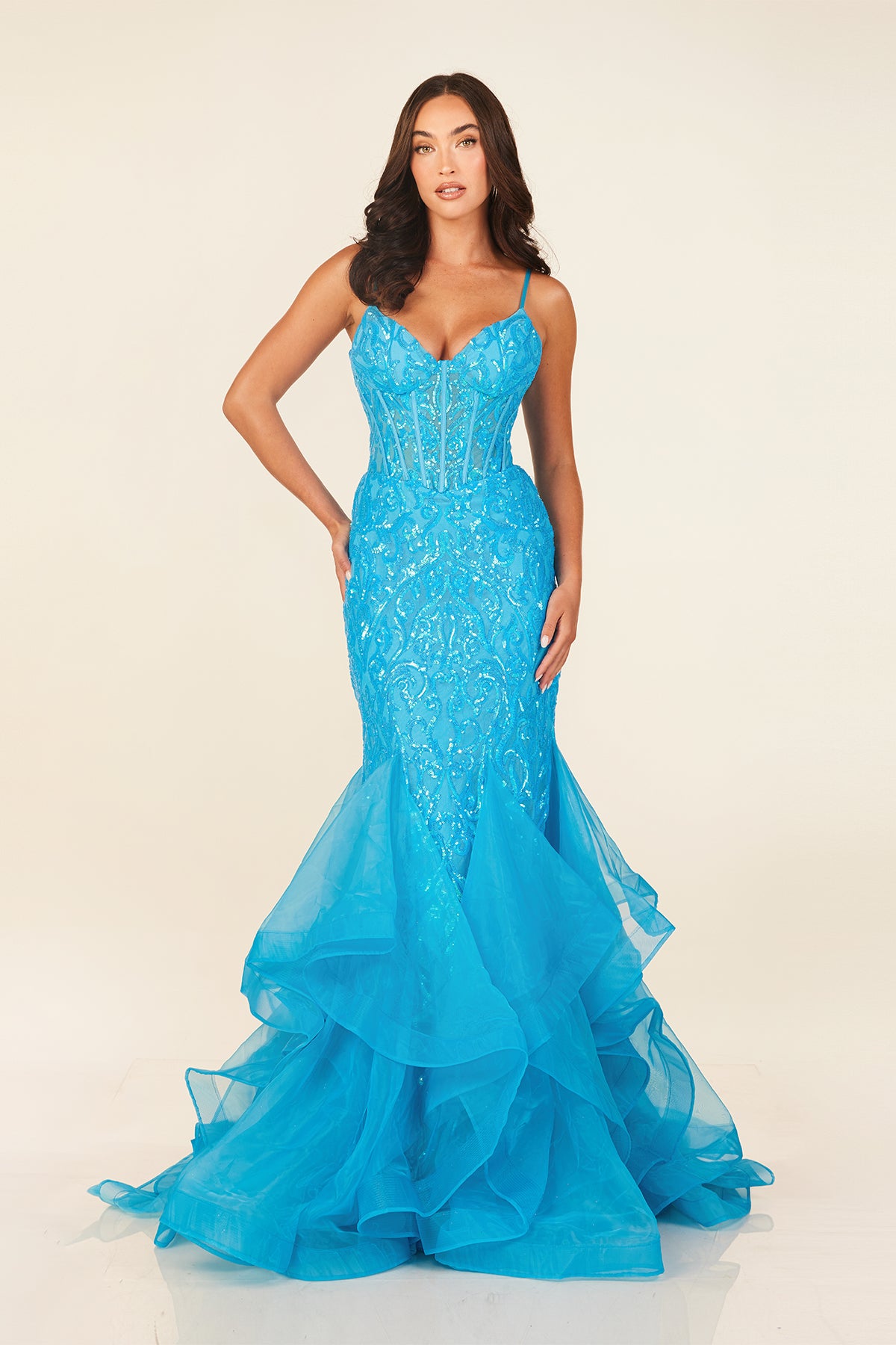 Abby Paris 90331 Turquoise Prom Dress