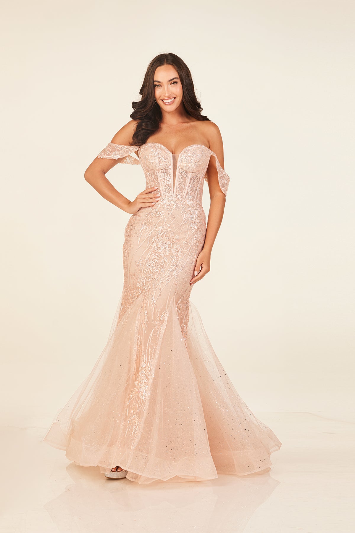 Abby Paris 90335 Rose Gold Prom Dress