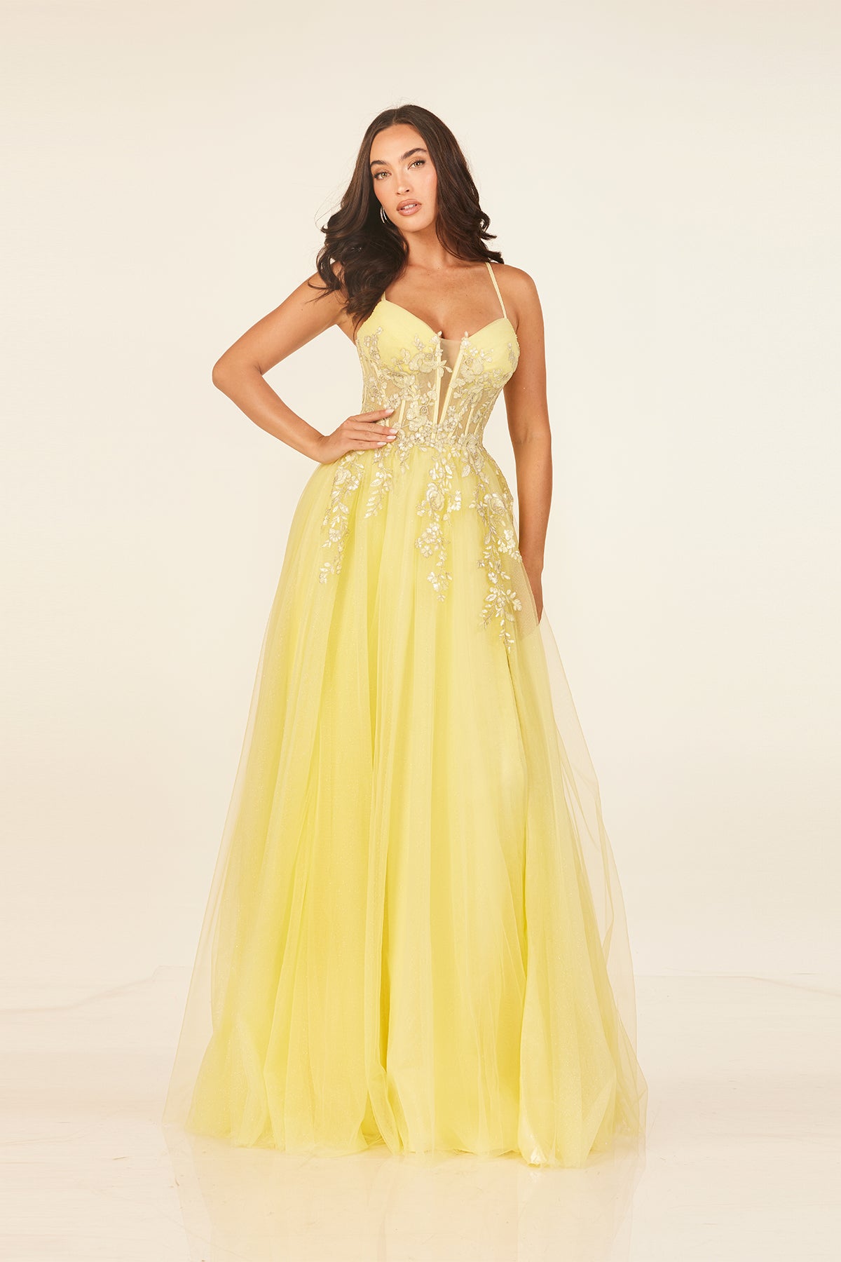 Abby Paris 90336 Yellow Prom Dress