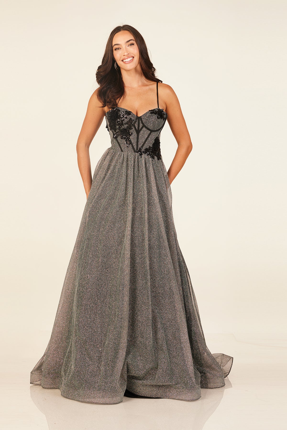 Abby Paris 90345 Black Prom Dress