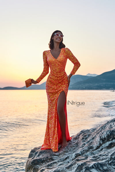 iNtrigue 91021 Orange Prom Dress