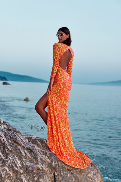 iNtrigue 91021 Orange Prom Dress