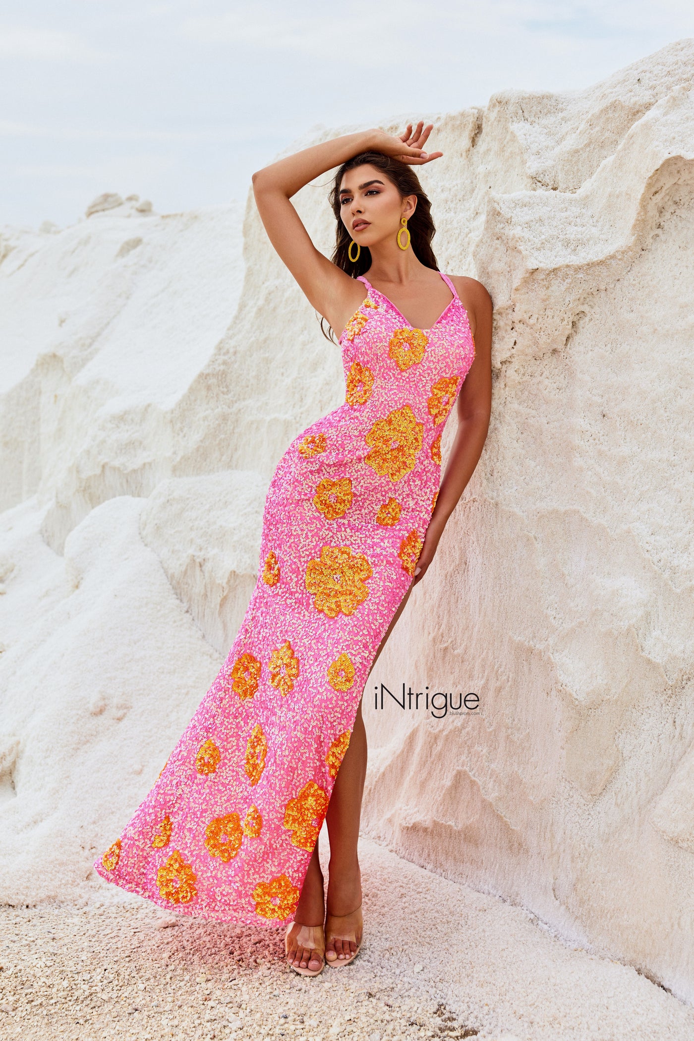 iNtrigue 91023 Hot Pink/Tangerine Prom Dress