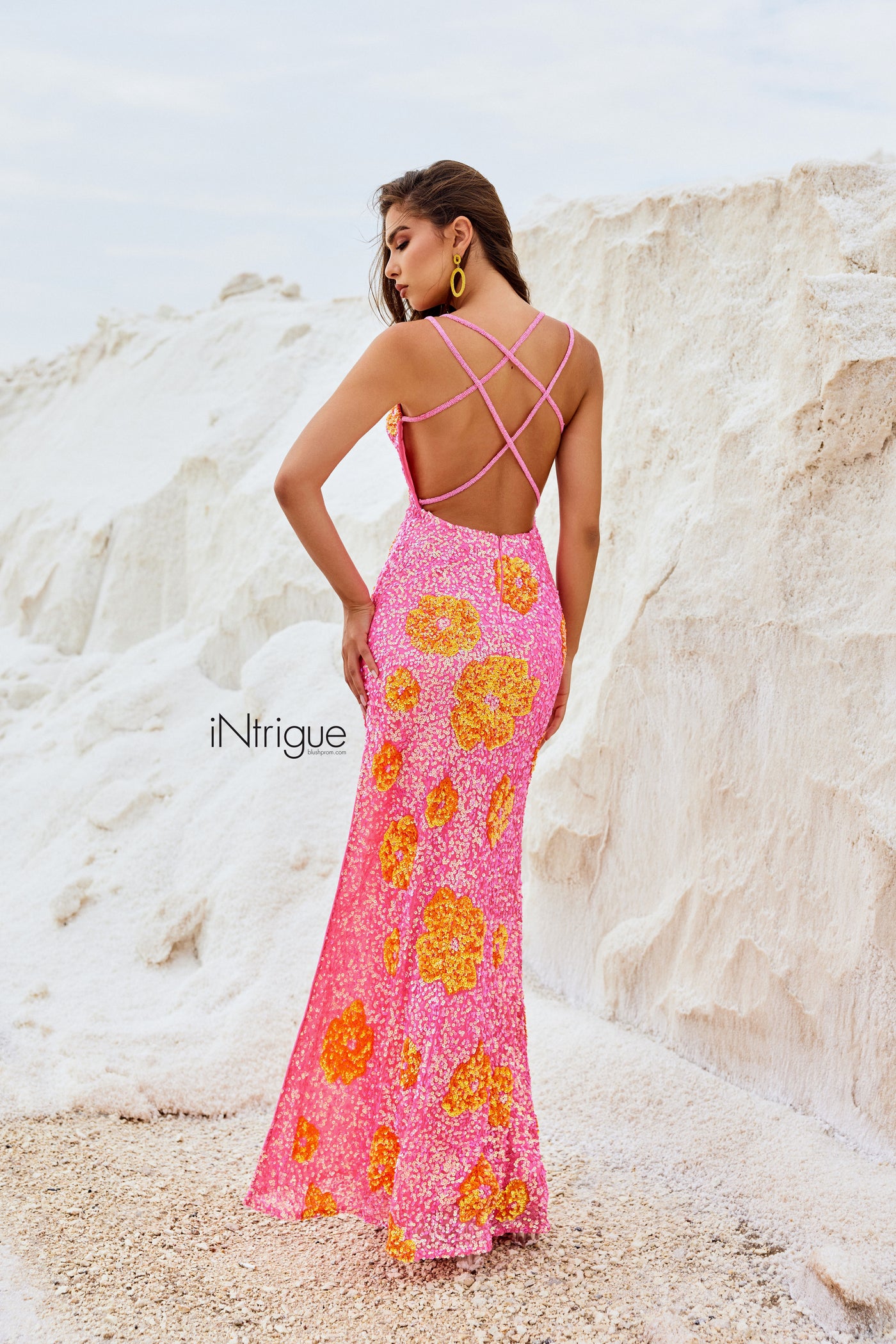 iNtrigue 91023 Hot Pink/Tangerine Prom Dress