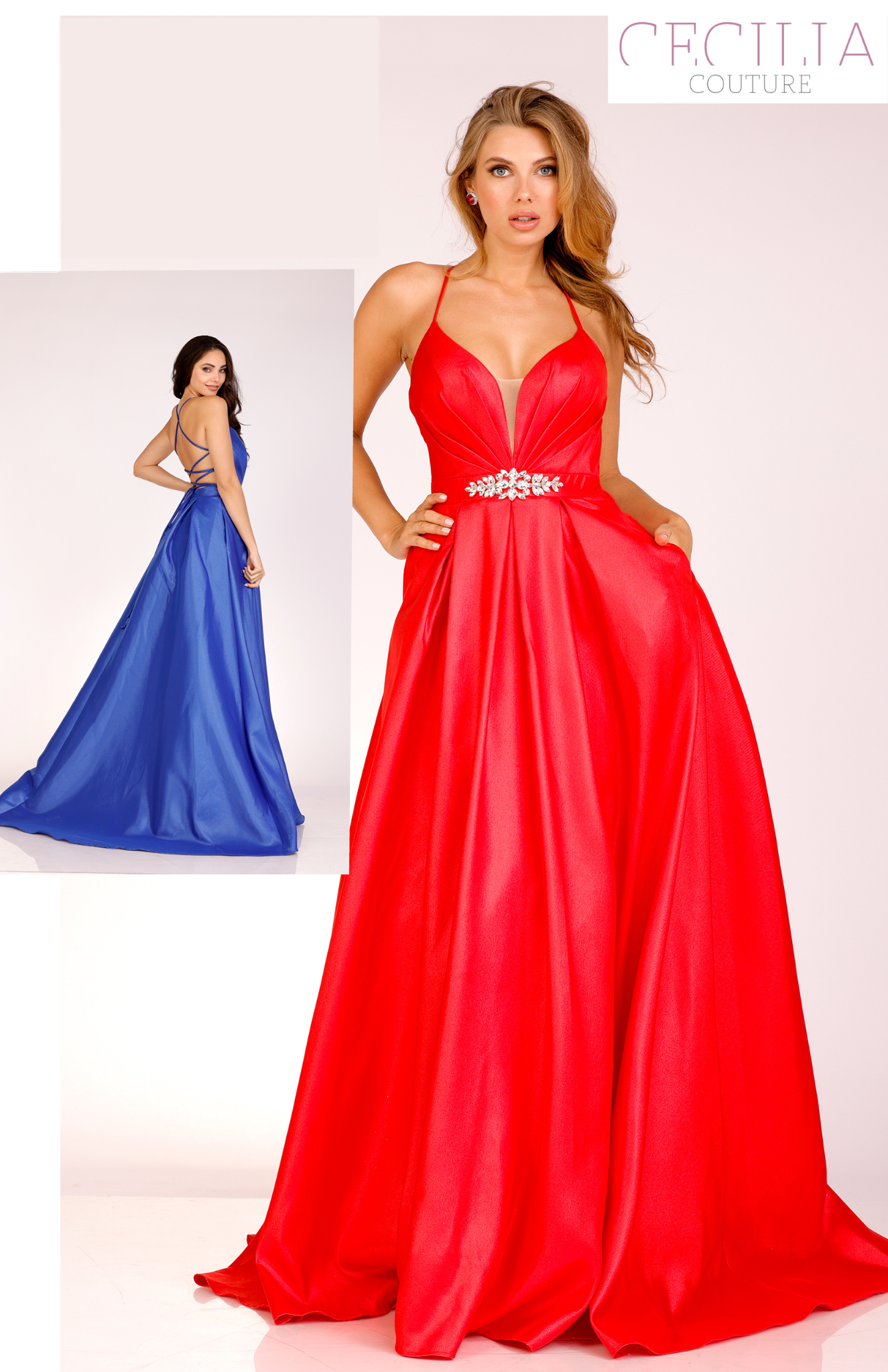 Cecilia Couture 1583 Hot Red Prom Dress