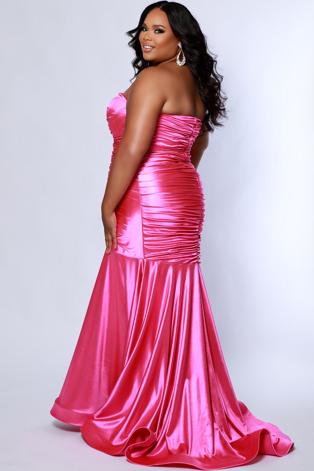 raspberry formal dress Raspberry Off-Shoulder Satin Mermaid Long Bridesmaid Dress Custom Color / US 16 main image 1