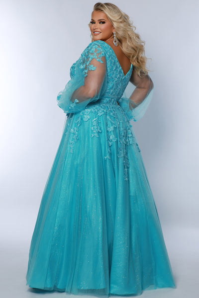 Sydney's Closet 7373 Capri Blue Prom Dress