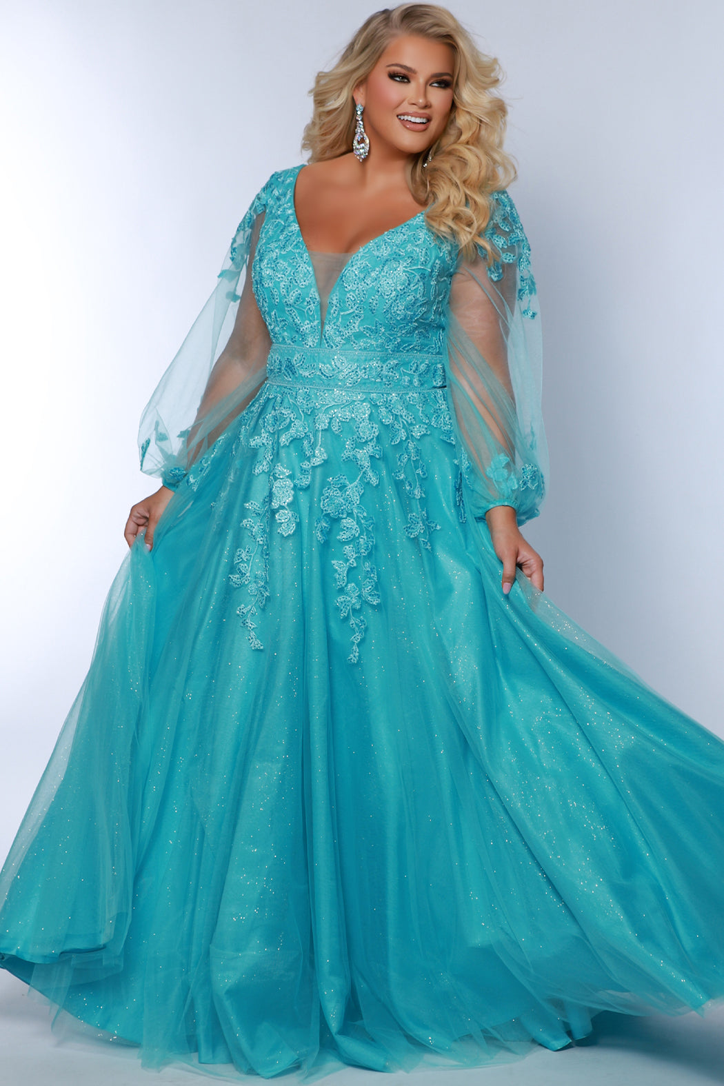 Sydney's Closet 7373 Capri Blue Prom Dress