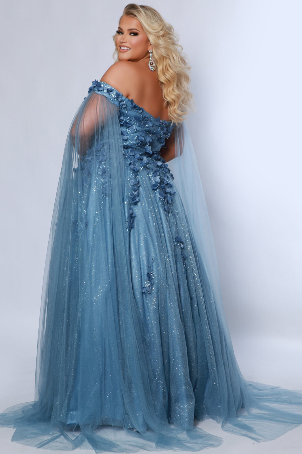 Sydney's Closet 7379 Steel Blue Prom Dress