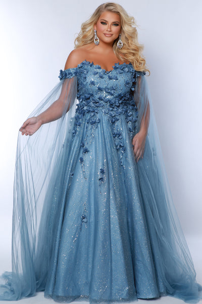 Sydney's Closet 7379 Steel Blue Prom Dress