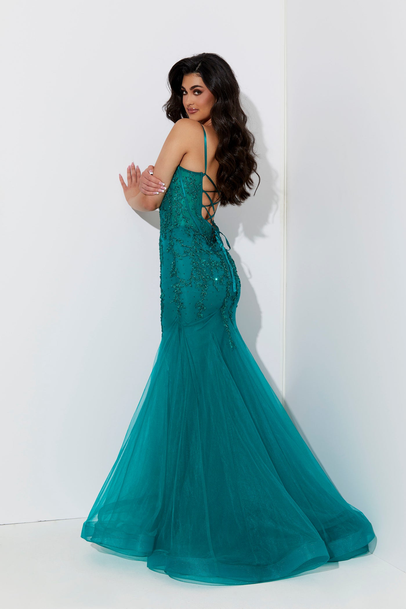 Jasz Couture 7539 Emerald Gunmetal Prom Dress