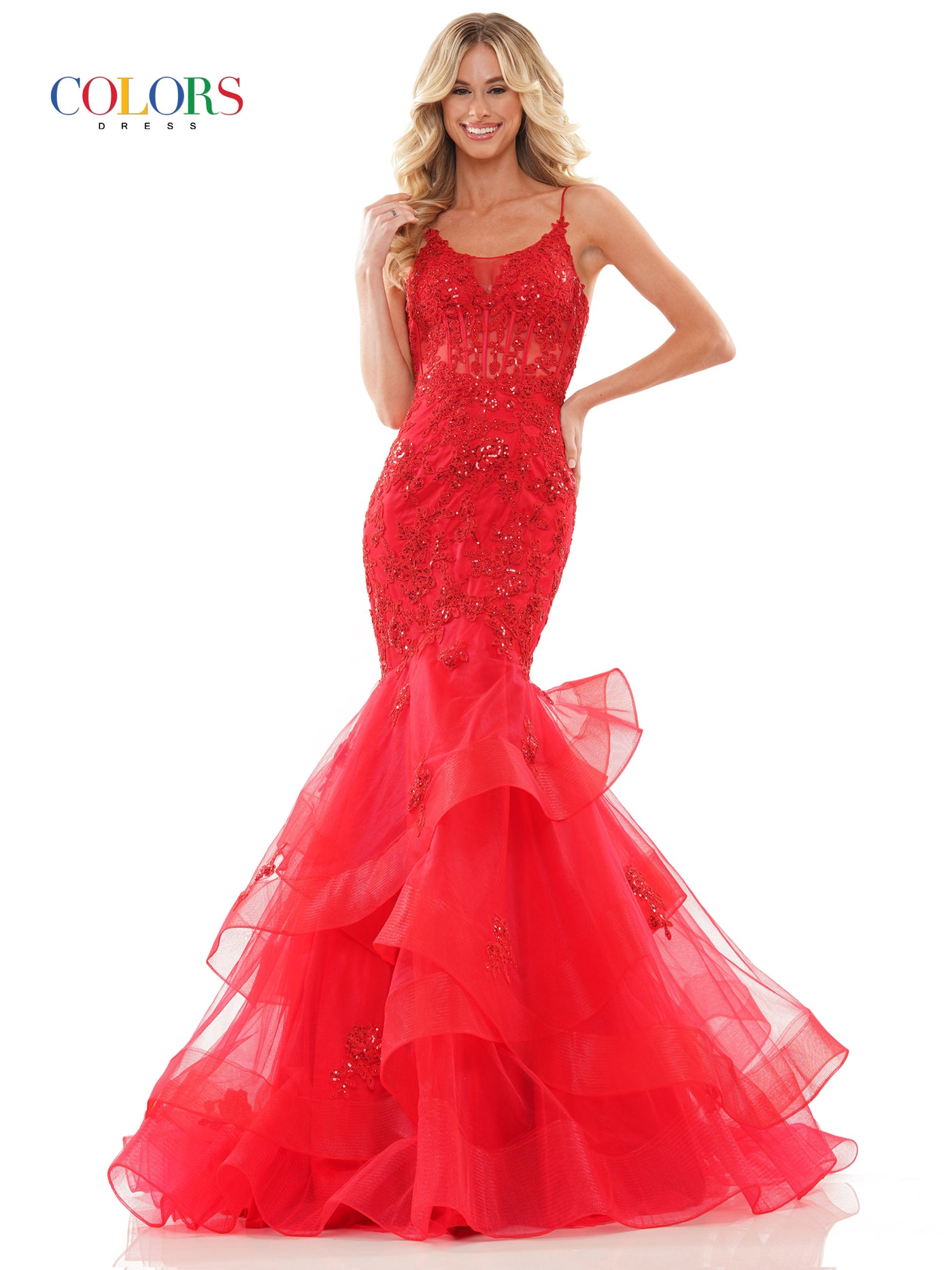 Colors Dress 2899 Red Mermaid Prom Dress