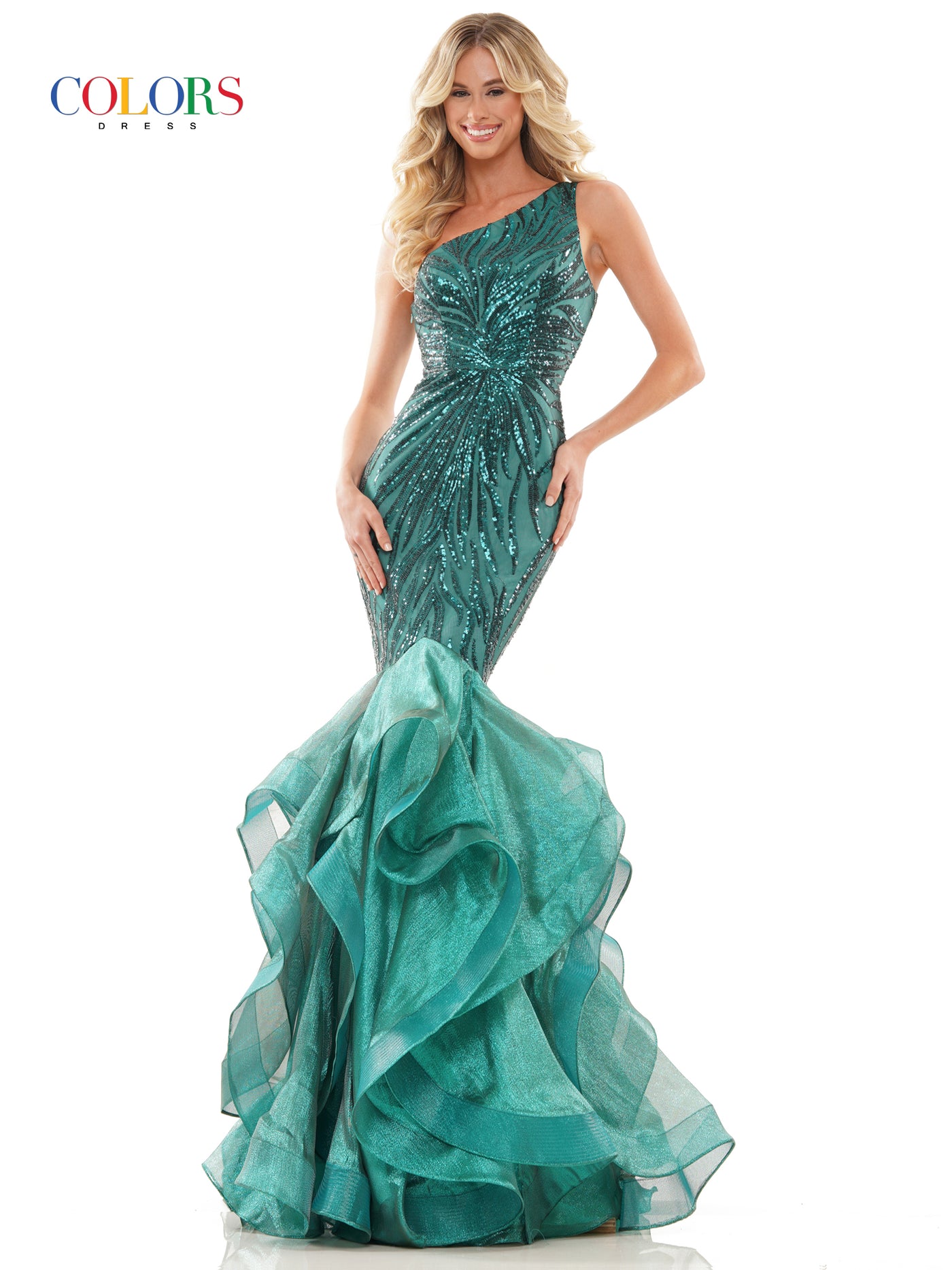 Colors Dress 2925 Deep Green Mermaid Prom Dress