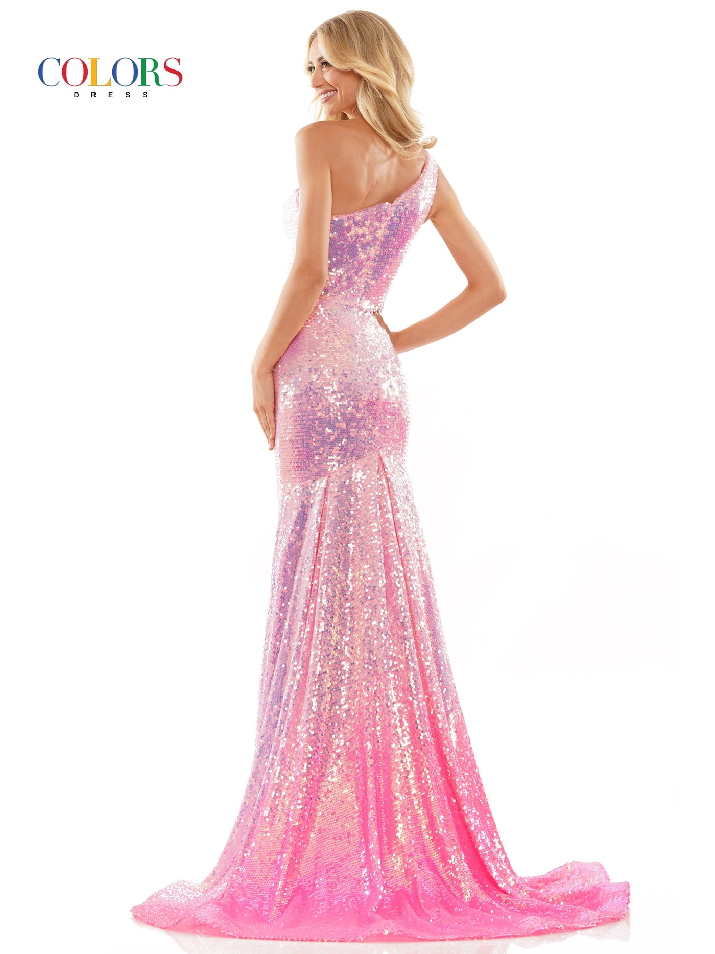 Colors Dress 2984 Pink Sequins Prom Dress