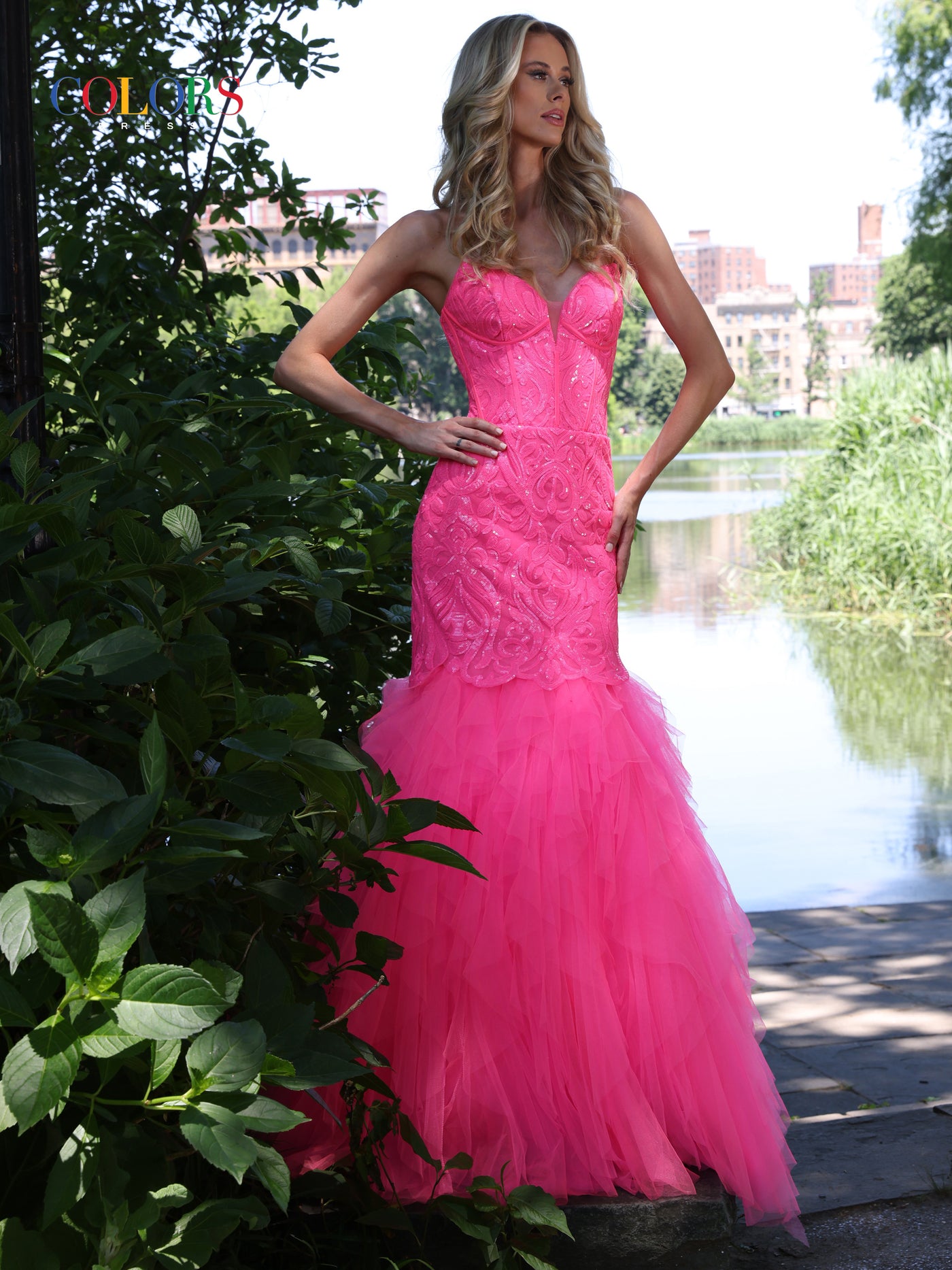 Colors Dress 2985 Hot Pink Prom Dress