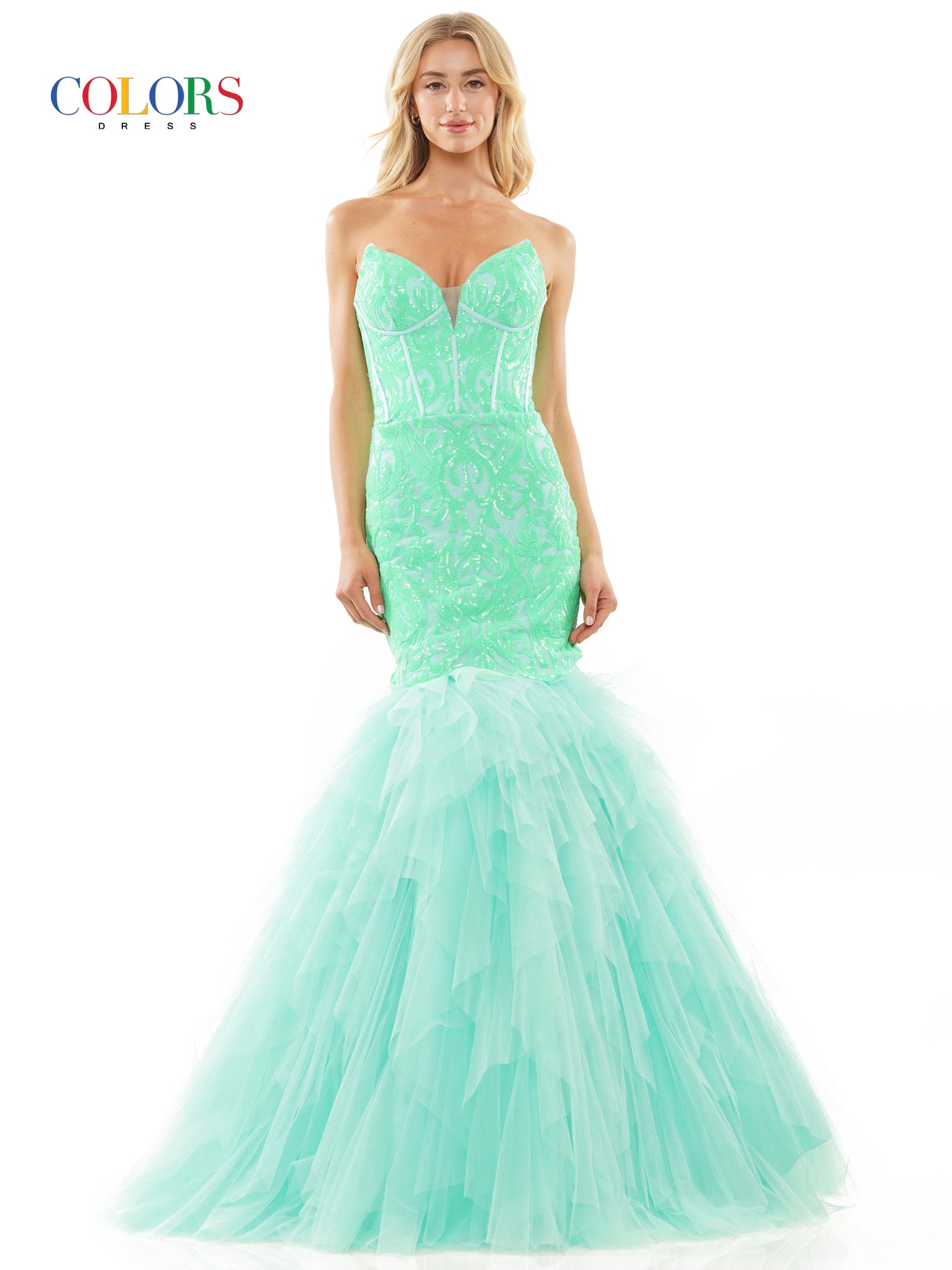 Colors Dress 2985 Light Green Mermaid Prom Dress