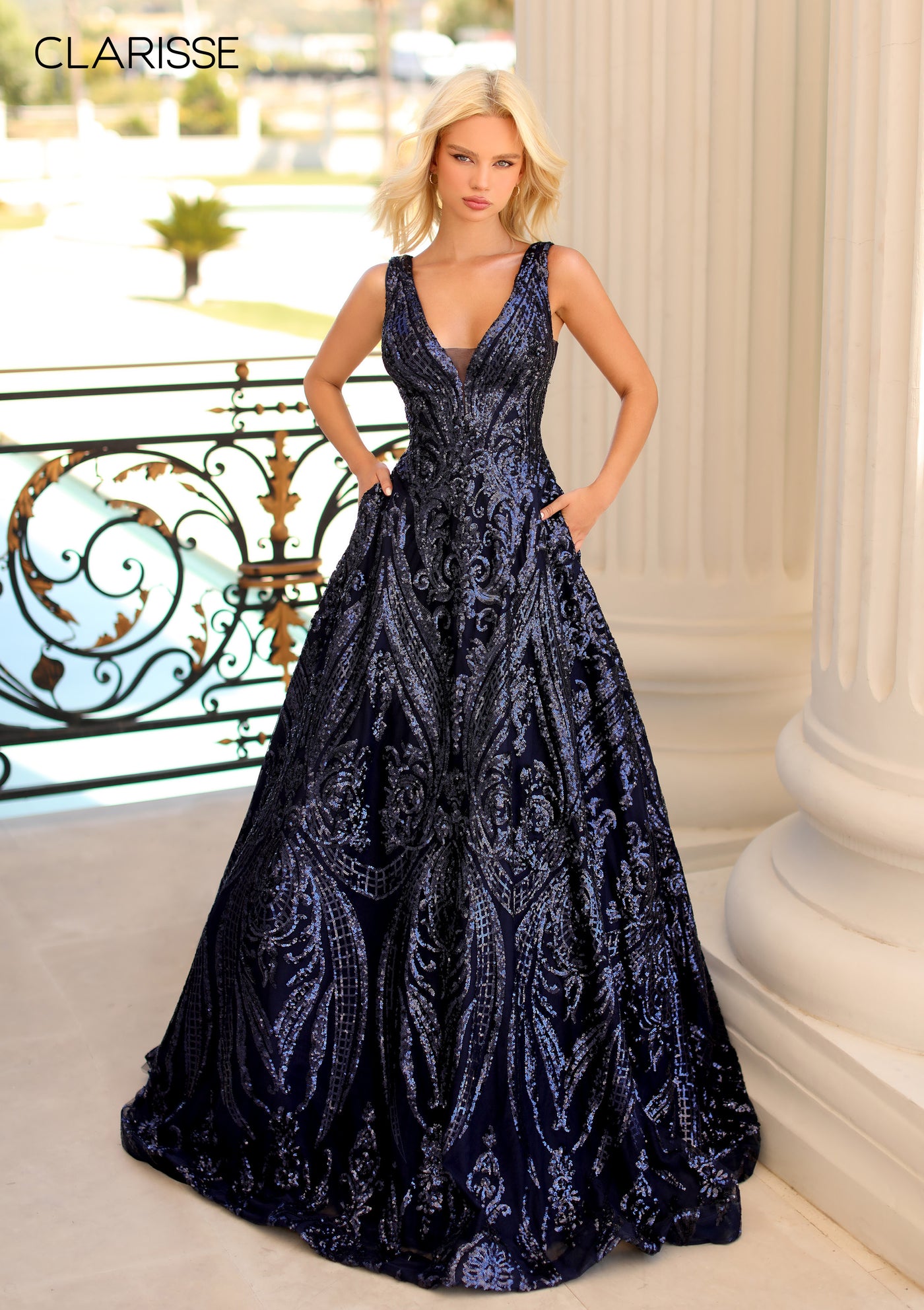 Clarisse 5105 Navy Prom Dress