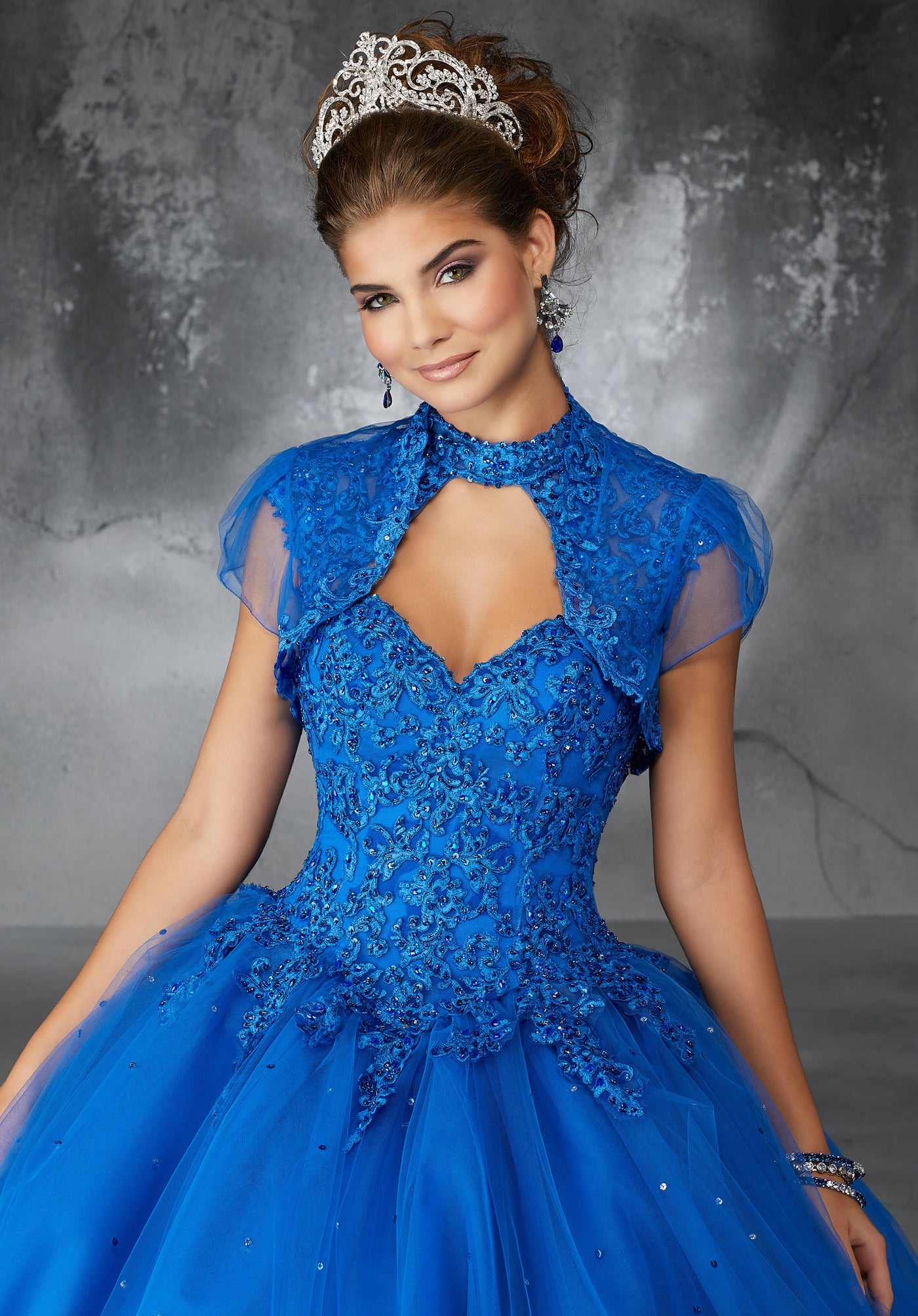 Rebecca Beaded Lace  Appliqués with Keyhole Neckline - Mori Lee #60058