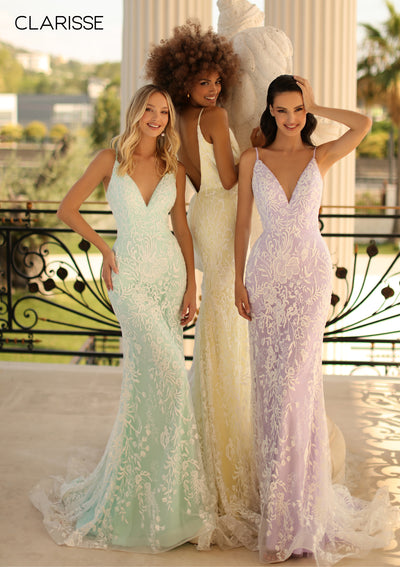CLARISSE 810234 IVORY/LILAC PROM DRESS