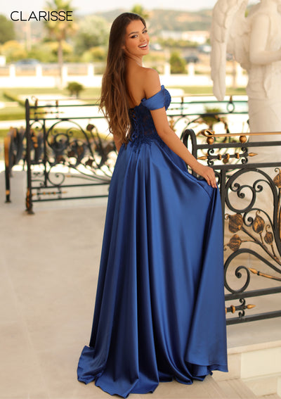 CLARISSE 810275 SAPPHIRE OFF THE SHOULDER PROM DRESS