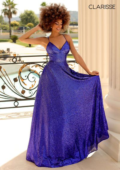 Clarisse 810407 Iridescent Cobalt Prom Dress