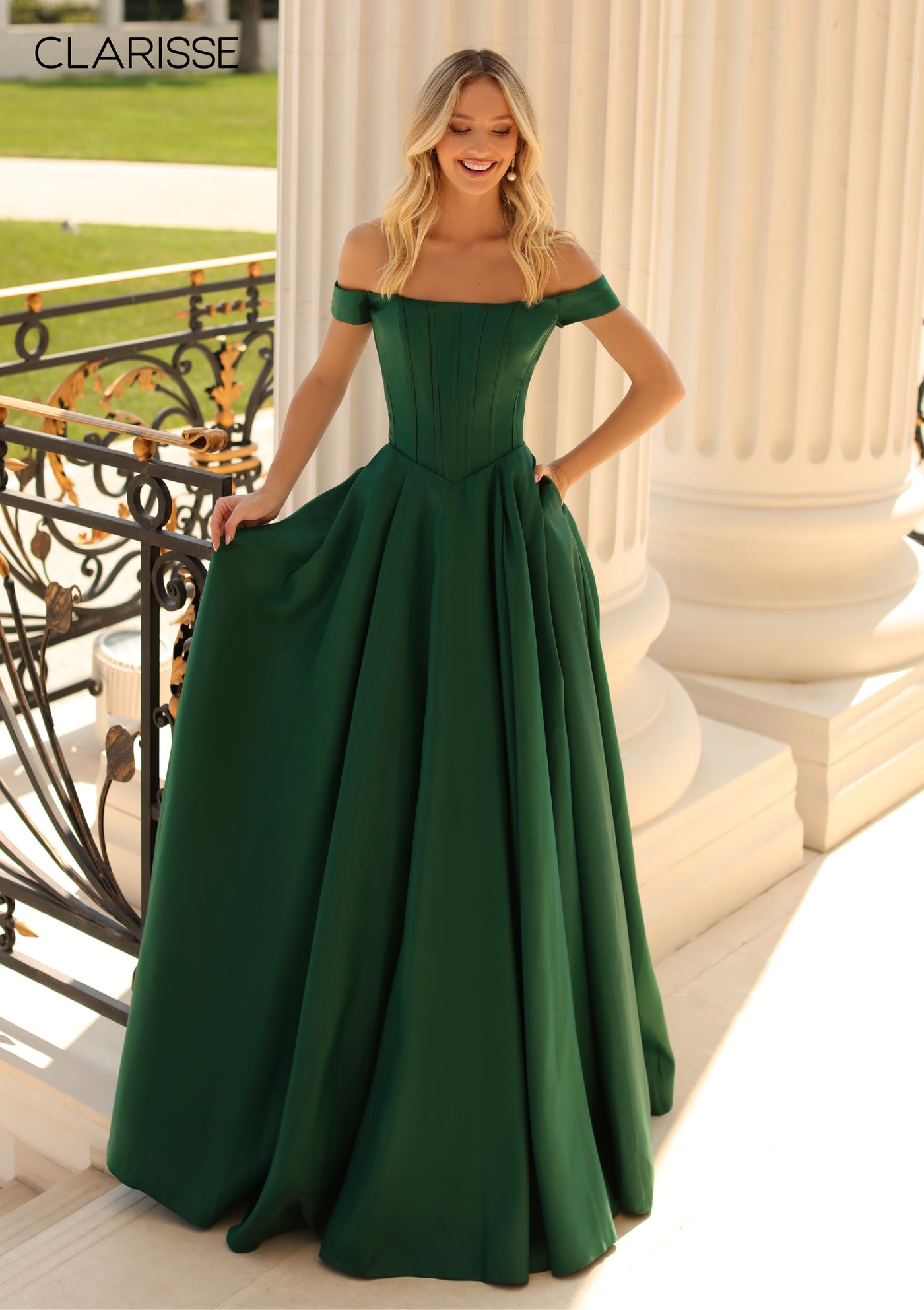 CLARISSE 810604 FOREST GREEN PROM DRESS