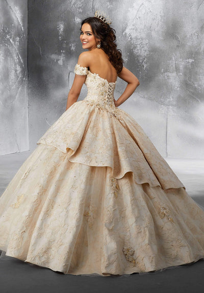 Mary on Tulle Skirt Overlay and Brocade Flounce - MoriLee #89193