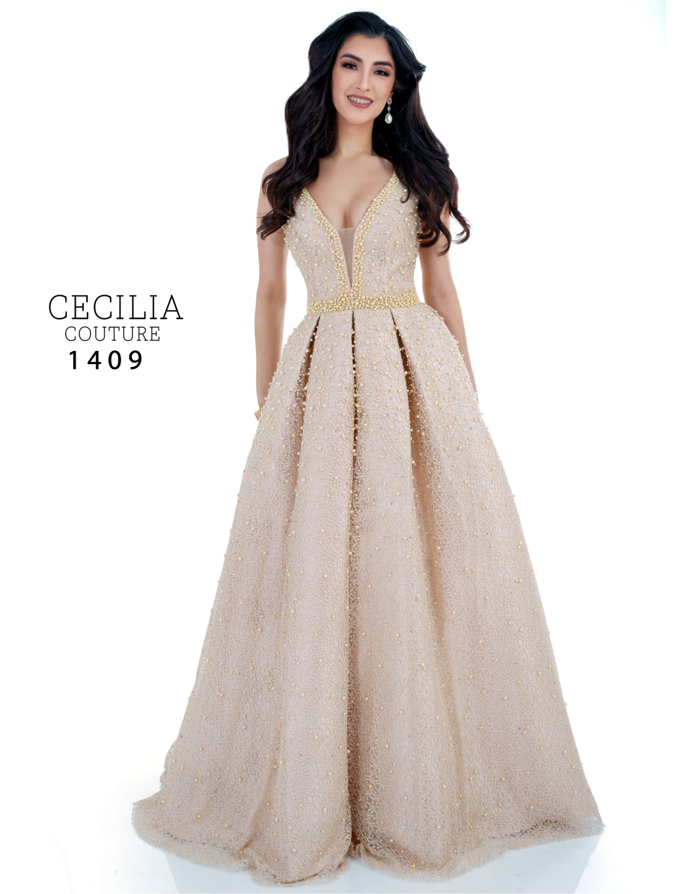 Cecilia Couture 1409 Champagne Prom Dress