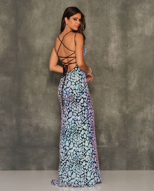 Dave and Johnny 10705 Black Iridescent Prom Dress