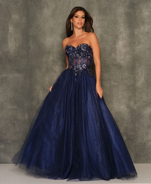 Dave and Johnny 10947 Navy Prom Dress