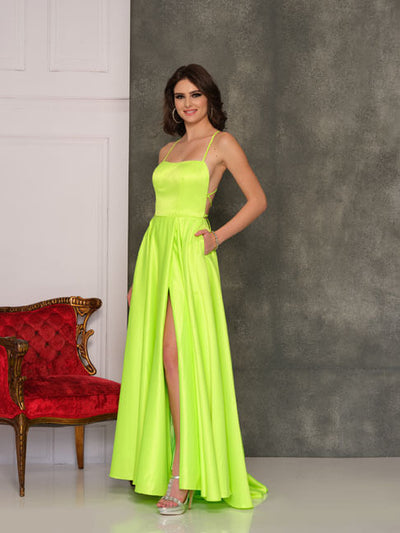 Dave and Johnny 6690 Neon Lime Prom Dress
