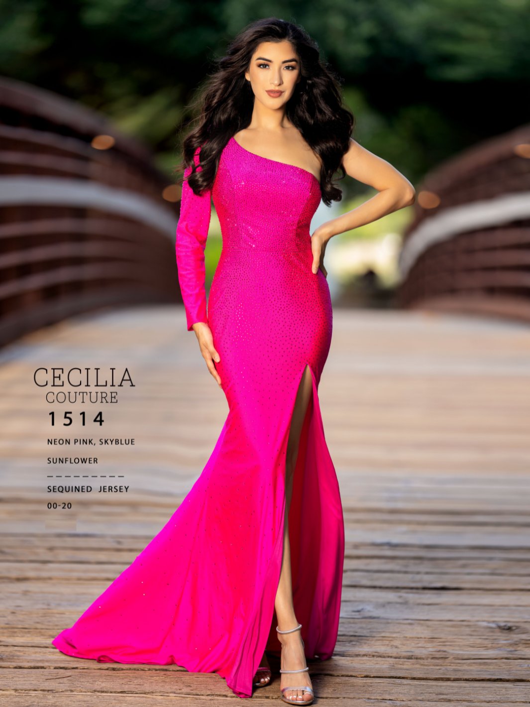 Cecilia Couture 1514 Neon Pink Prom Dress