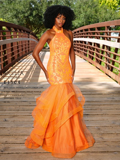 Cecilia Couture 1504 Orange Crush Prom Dress