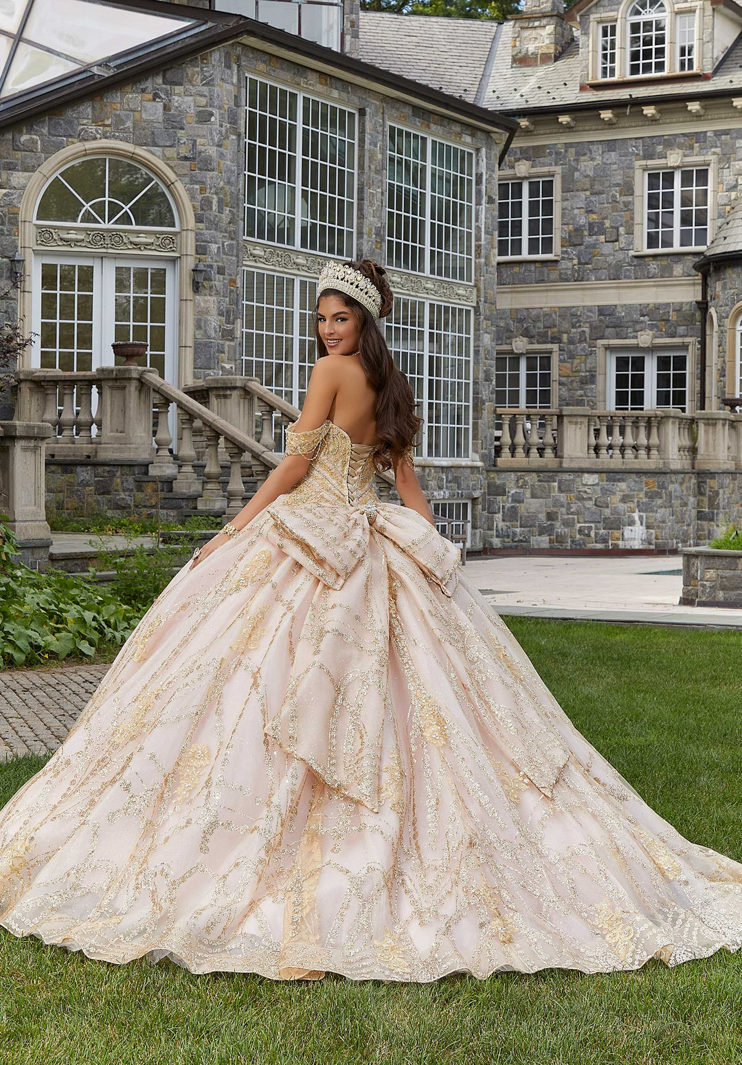 Lace Rose Gold Champagne Quinceanera Dresses MORILEE #34083 BLUSH/ROSE GOLD Patterned Glitter Quinceaera Dress Lace Rose Gold Champagne Quinceanera Dresses MORILEE #34083 BLUSH/ROSE GOLD Patterned Glitter Quinceaera Dress