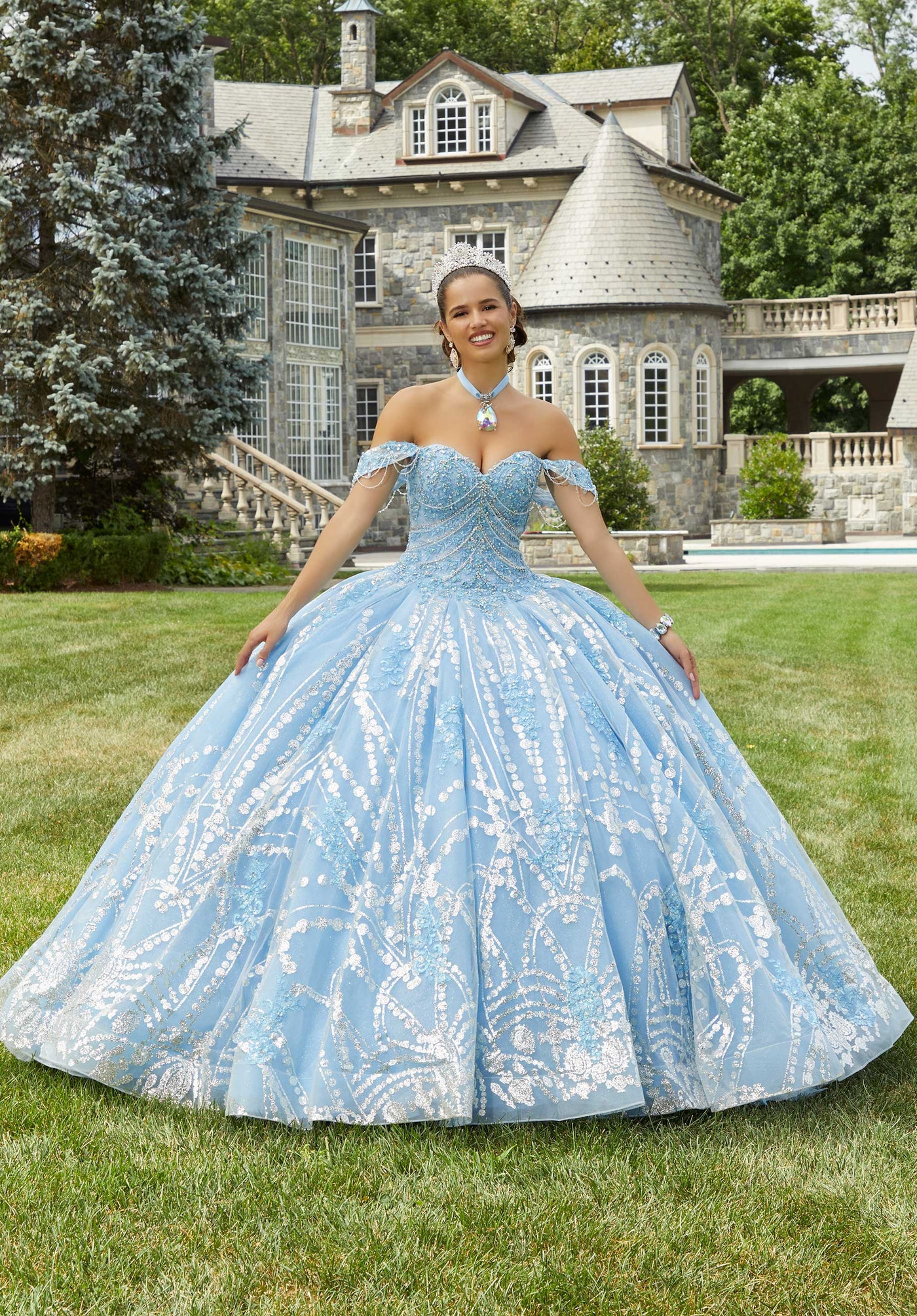 baby blue quinceanera dress Glitter Light Blue Quinceanera Dresses 3D Butterfly Sweet 15 Prom Ball Gowns