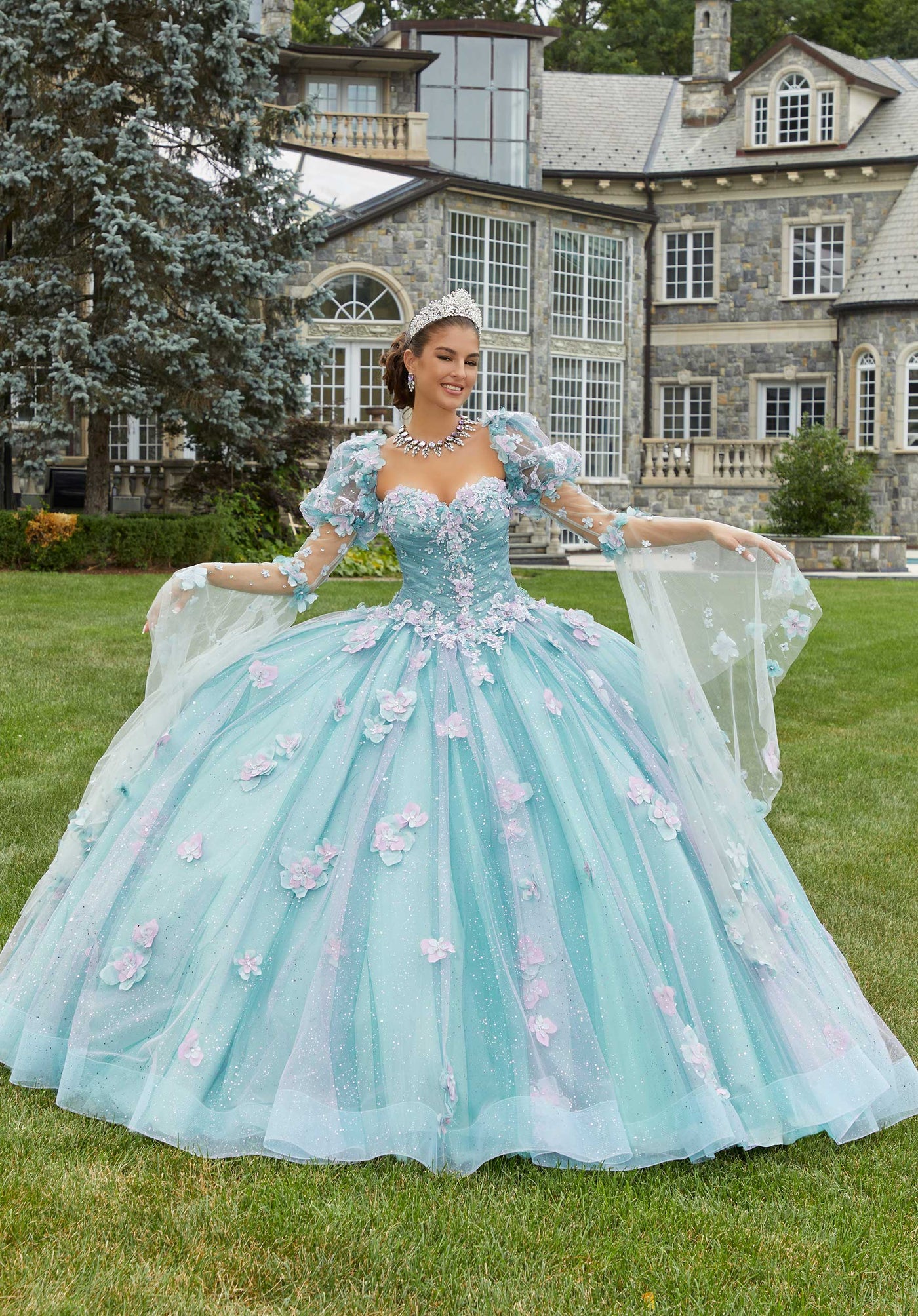 MORILEE #60174 BLUE ORCHID Glitter Tulle Quinceaera Dress with Three- PROM BAE MORILEE #60174 BLUE ORCHID Glitter Tulle Quinceaera Dress with Three- PROM BAE